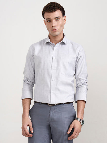 Grey Checked Slim Fit Formal Shirt | Greenfibre