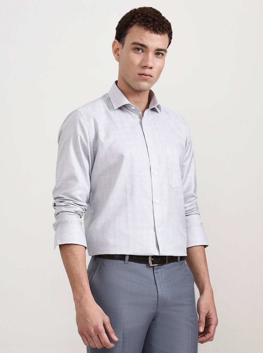 Grey Checked Slim Fit Formal Shirt | Greenfibre