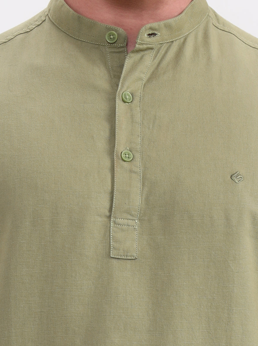 Green Solid Slim Fit Casual Shirt | Greenfibre