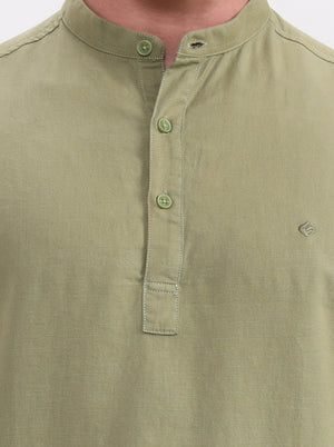 Green Solid Slim Fit Casual Shirt | Greenfibre