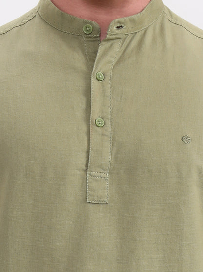 Green Solid Slim Fit Casual Shirt | Greenfibre