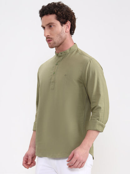 Green Solid Slim Fit Casual Shirt | Greenfibre