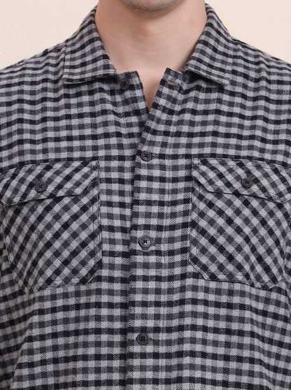 Black Checked Slim Fit Casual Shirt | JadeBlue