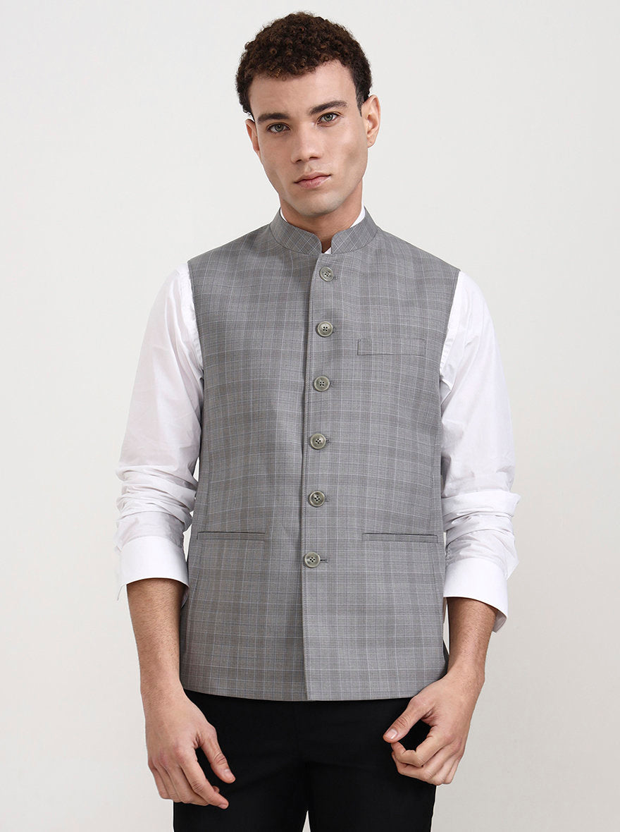 Grey Checked Modi Jacket | JadeBlue