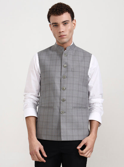 Grey Checked Modi Jacket | JadeBlue