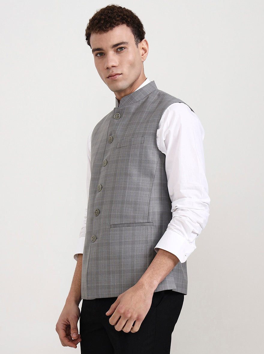 Grey Checked Modi Jacket | JadeBlue