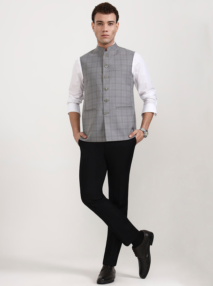 Grey Checked Modi Jacket | JadeBlue