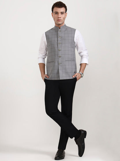Grey Checked Modi Jacket | JadeBlue