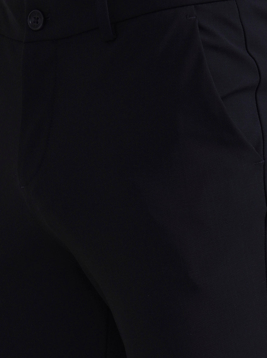 Navy Blue Solid Venice Fit Casual Trouser | JadeBlue