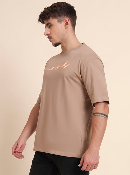 Brown Printed Relax Fit T-Shirt | JadeBlue