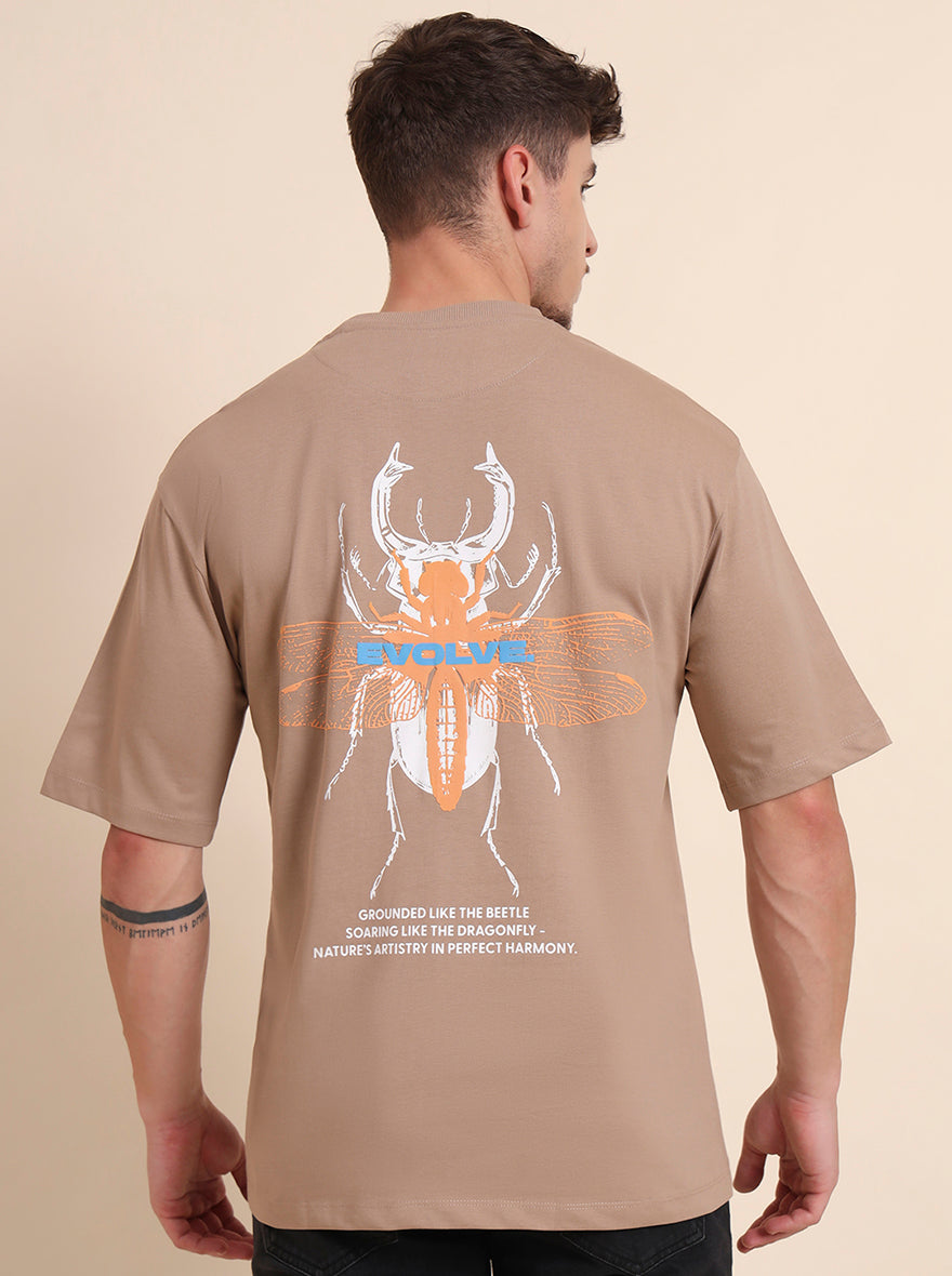 Brown Printed Relax Fit T-Shirt | JadeBlue