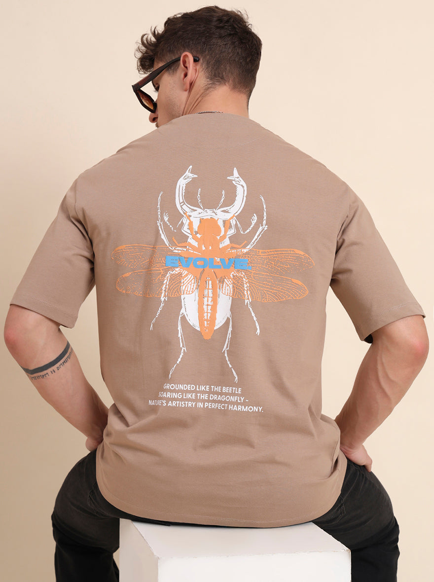 Brown Printed Relax Fit T-Shirt | JadeBlue