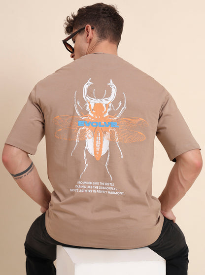 Brown Printed Relax Fit T-Shirt | JadeBlue