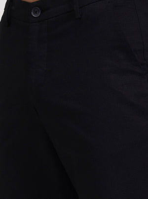 Black Solid Neo Fit Casual Trouser | Greenfibre