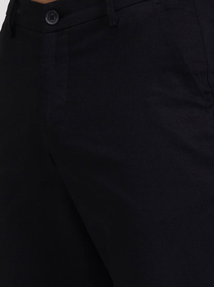 Black Solid Neo Fit Casual Trouser | Greenfibre