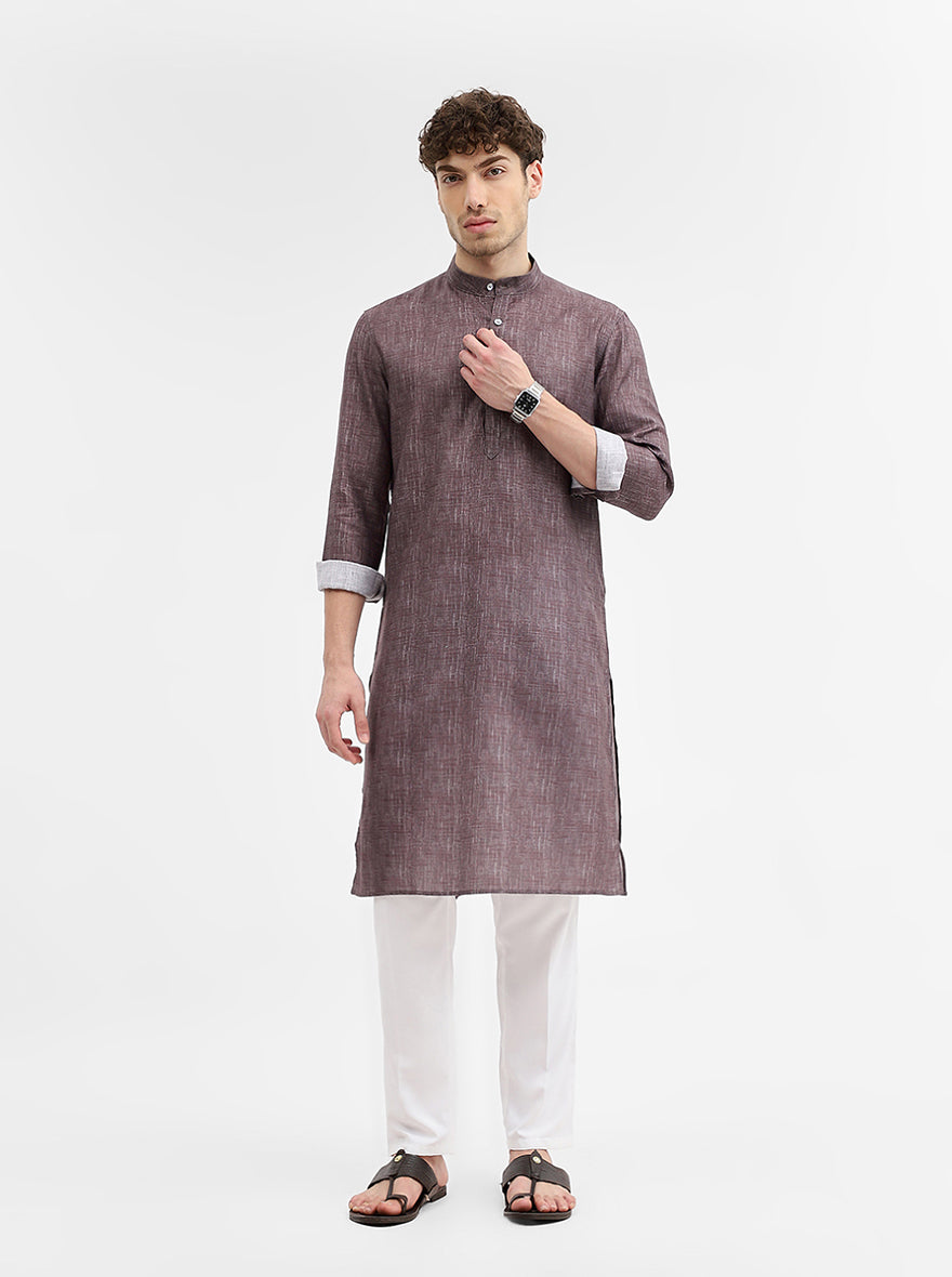 Berry Brown Solid Modi Kurta | JadeBlue