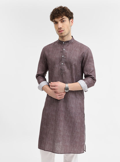 Berry Brown Solid Modi Kurta | JadeBlue