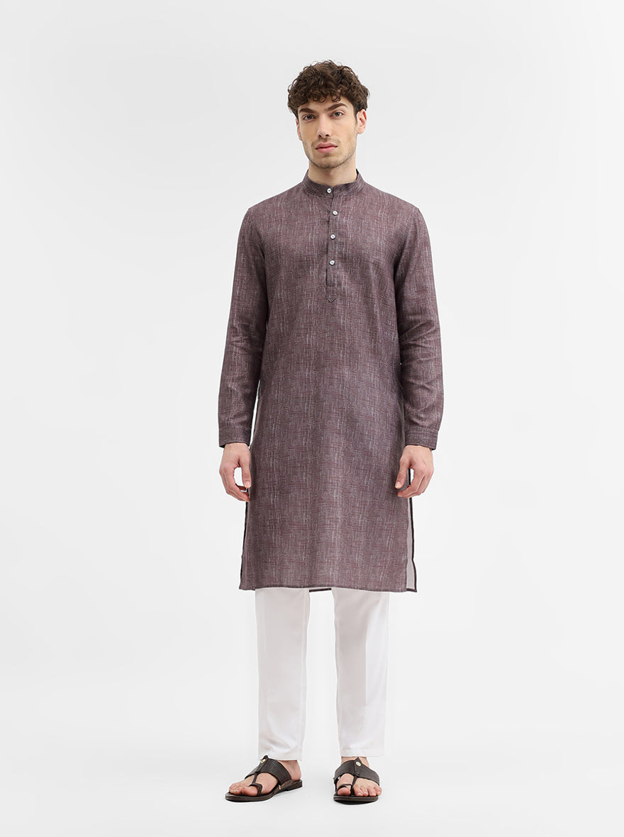 Berry Brown Solid Modi Kurta | JadeBlue