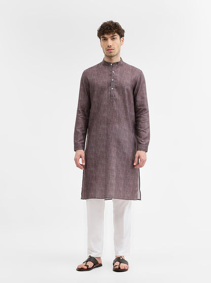 Berry Brown Solid Modi Kurta | JadeBlue