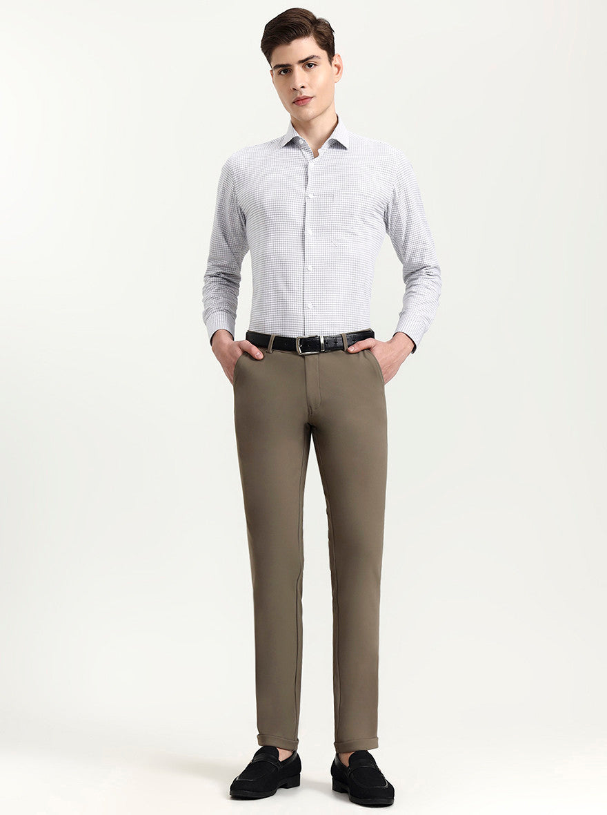 Fawn Solid Slim Fit Club Wear Trouser | Wyre
