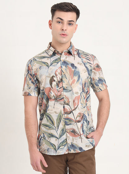 Multicolor Printed Slim Fit Casual Shirt | JadeBlue