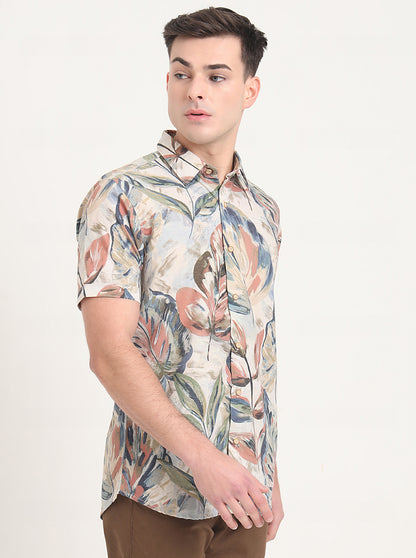 Multicolor Printed Slim Fit Casual Shirt | JadeBlue