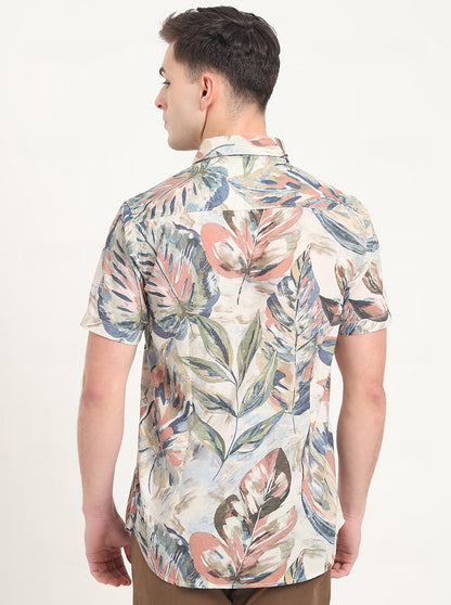 Multicolor Printed Slim Fit Casual Shirt | JadeBlue