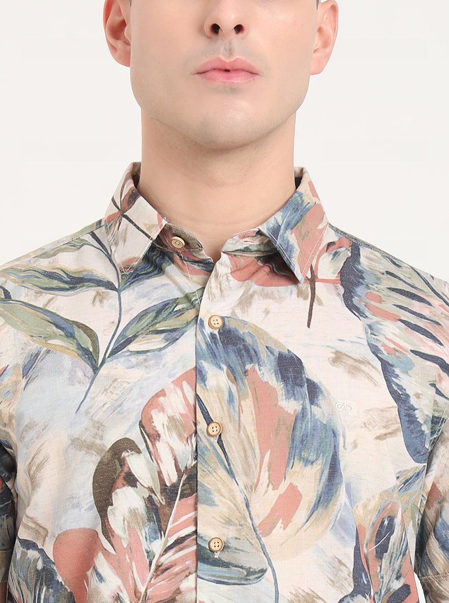 Multicolor Printed Slim Fit Casual Shirt | JadeBlue