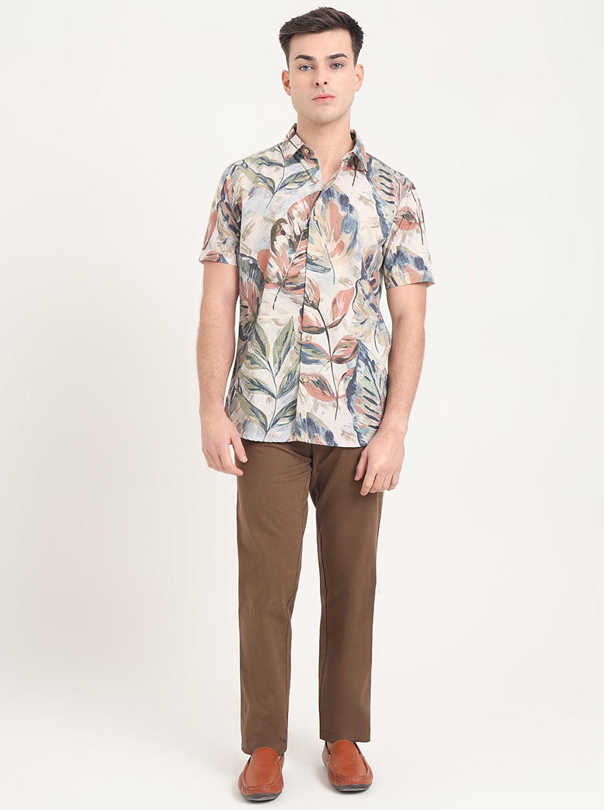 Multicolor Printed Slim Fit Casual Shirt | JadeBlue