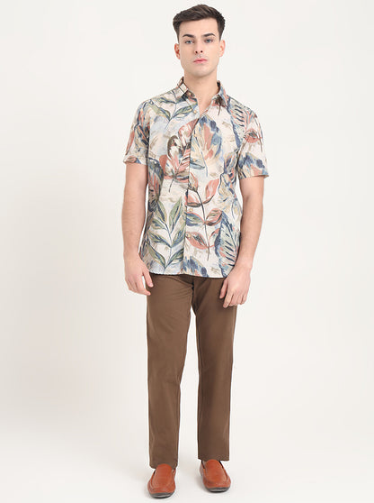 Multicolor Printed Slim Fit Casual Shirt | JadeBlue