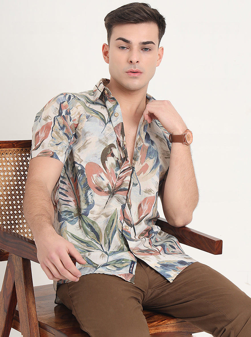Multicolor Printed Slim Fit Casual Shirt | JadeBlue