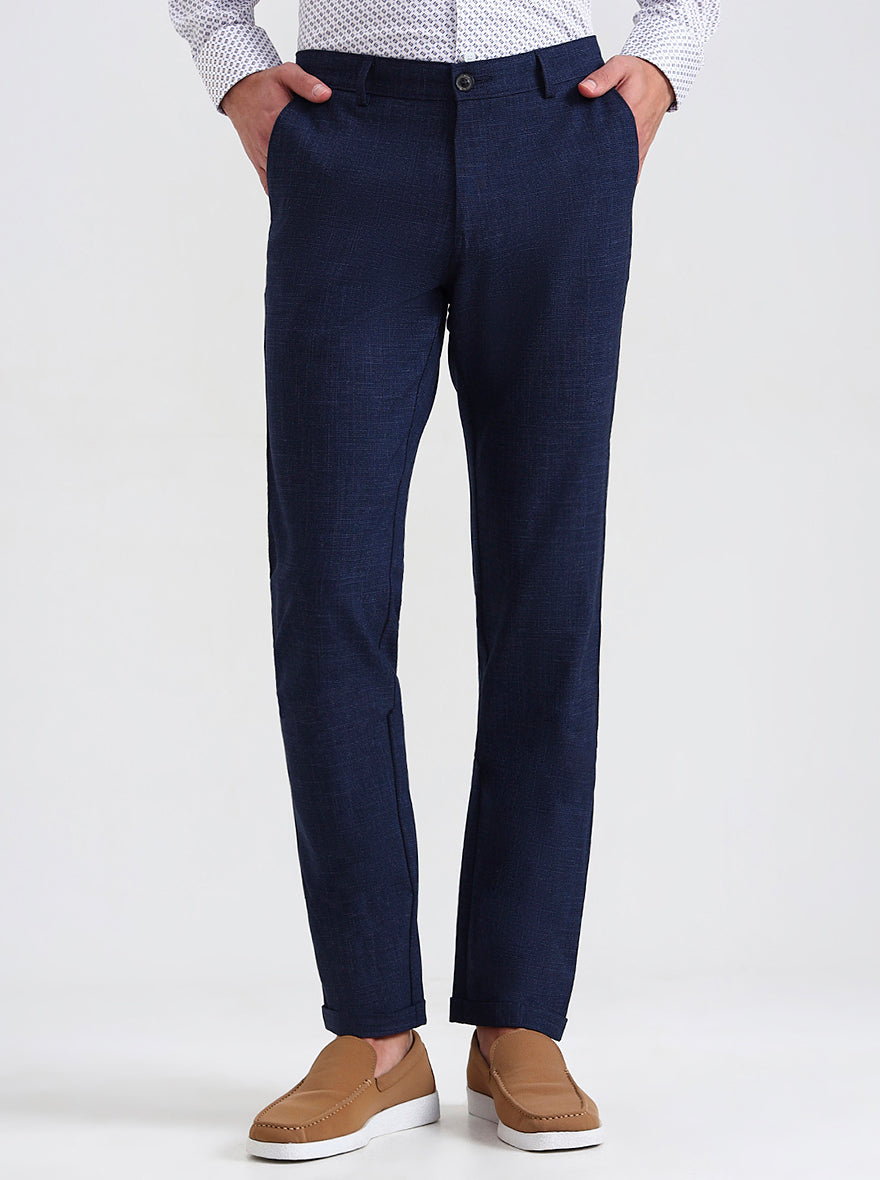 Blue Checked Slim Fit Club Wear Trouser | Wyre