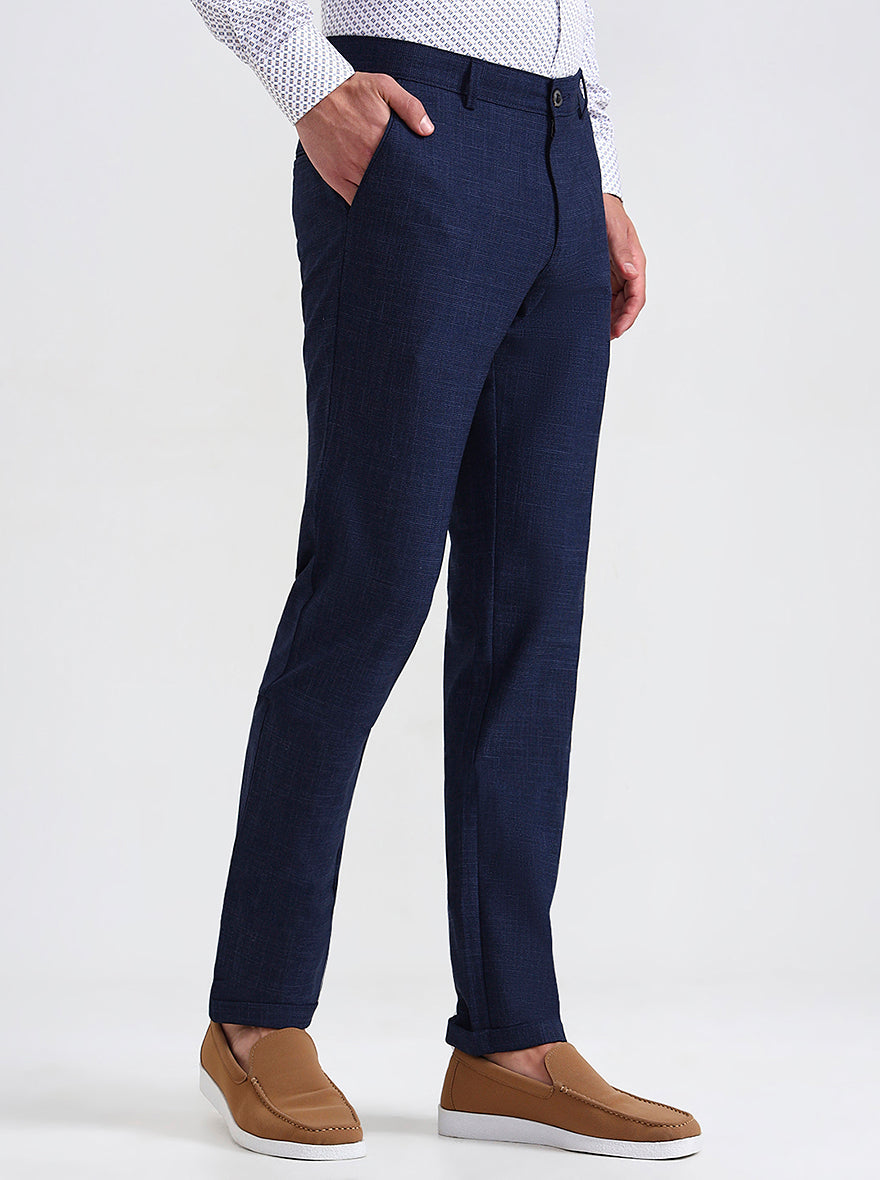 Blue Checked Slim Fit Club Wear Trouser | Wyre