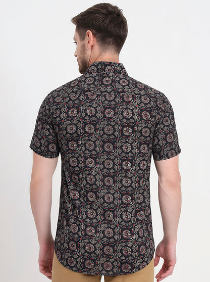 Black Printed Slim Fit Casual Shirt | JadeBlue