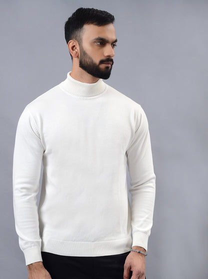 White Solid Slim Fit Winter T-Shirt | JadeBlue