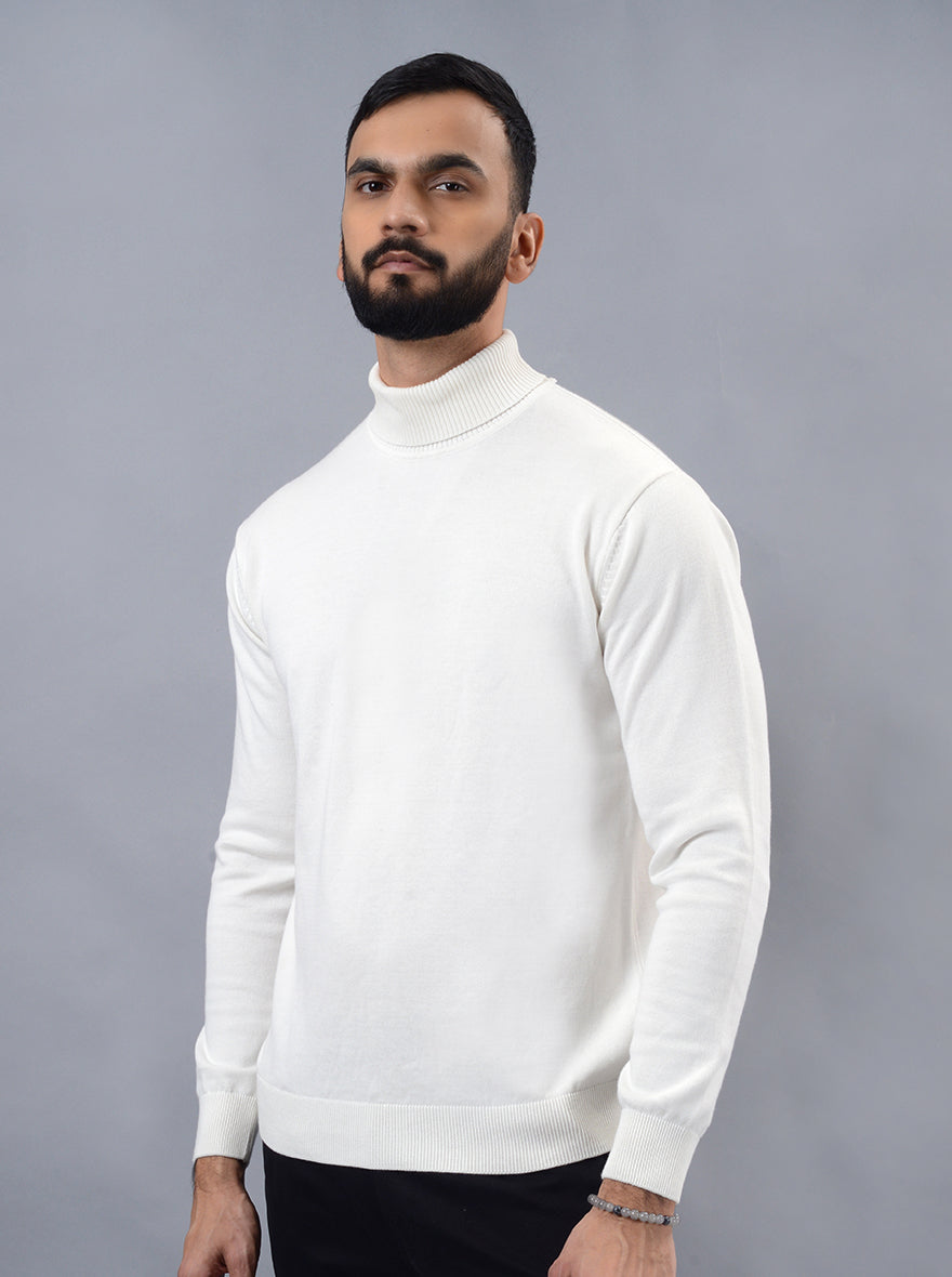 White Solid Slim Fit Winter T-Shirt | JadeBlue