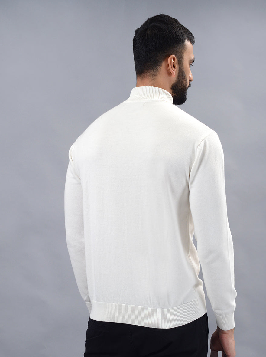 White Solid Slim Fit Winter T-Shirt | JadeBlue