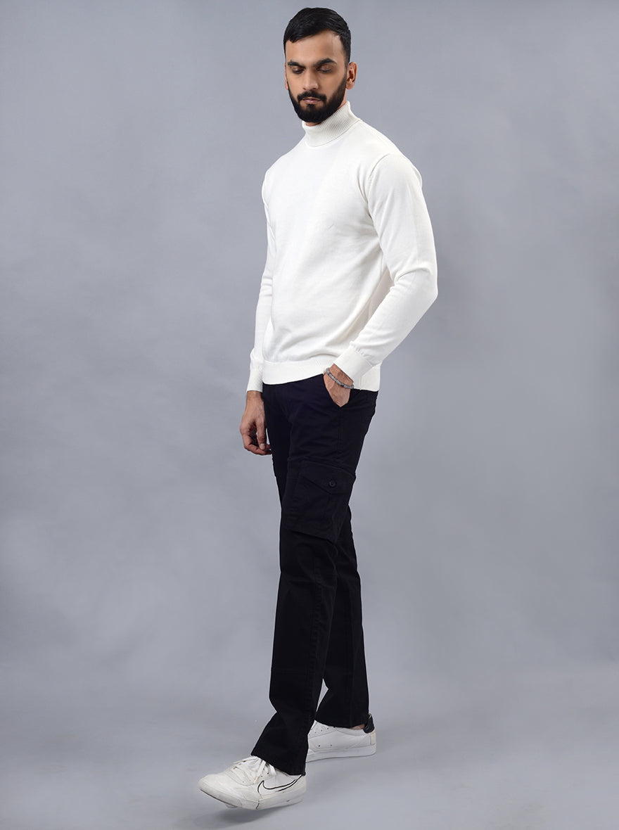 White Solid Slim Fit Winter T-Shirt | JadeBlue