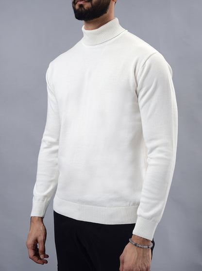 White Solid Slim Fit Winter T-Shirt | JadeBlue