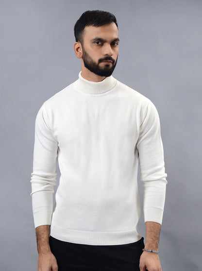 White Solid Slim Fit Winter T-Shirt | JadeBlue