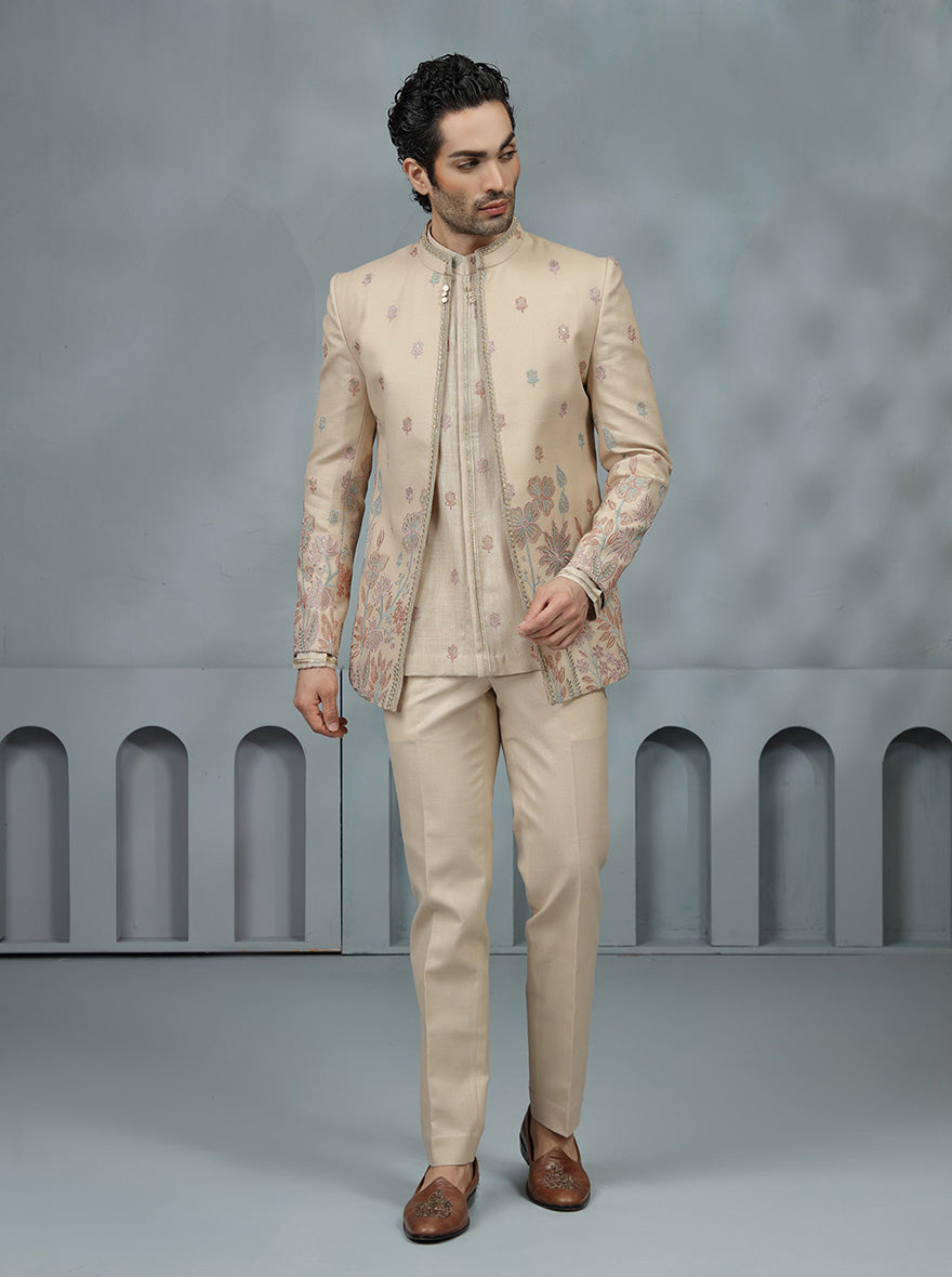 Beige Embroidered Jodhpuri Suit | TULA