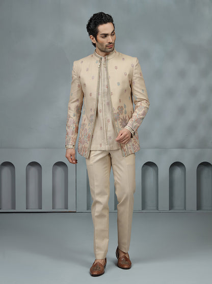 Beige Embroidered Jodhpuri Suit | TULA