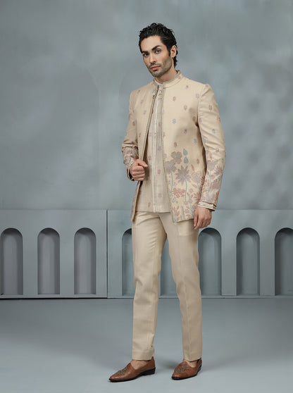 Beige Embroidered Jodhpuri Suit | TULA