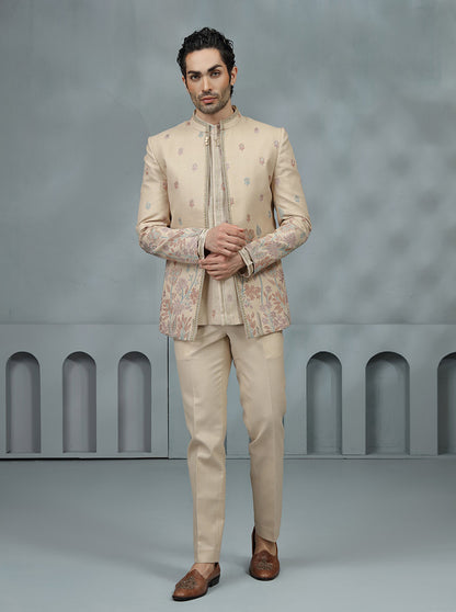 Beige Embroidered Jodhpuri Suit | TULA