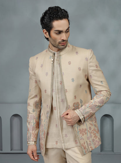 Beige Embroidered Jodhpuri Suit | TULA