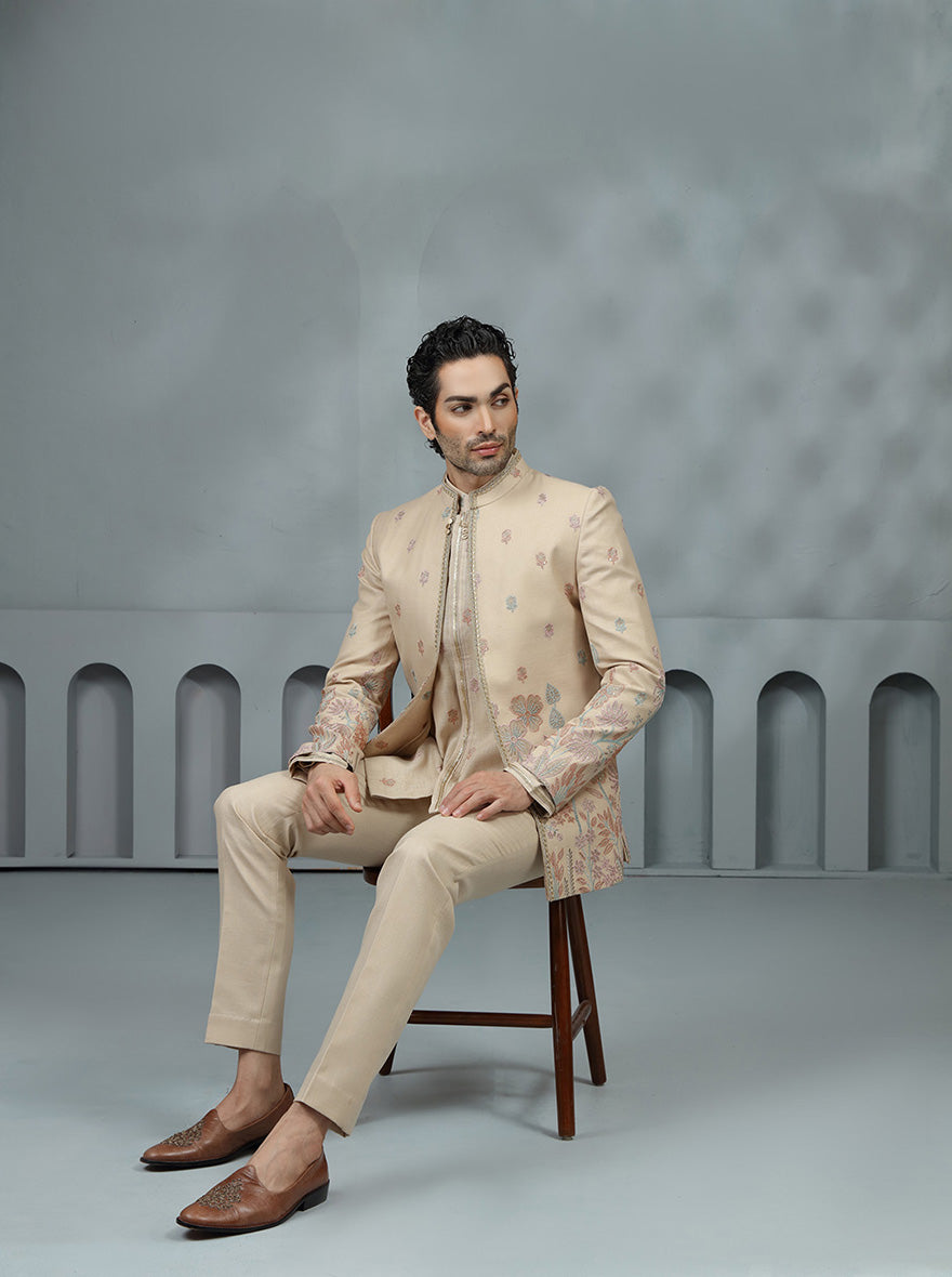Beige Embroidered Jodhpuri Suit | TULA