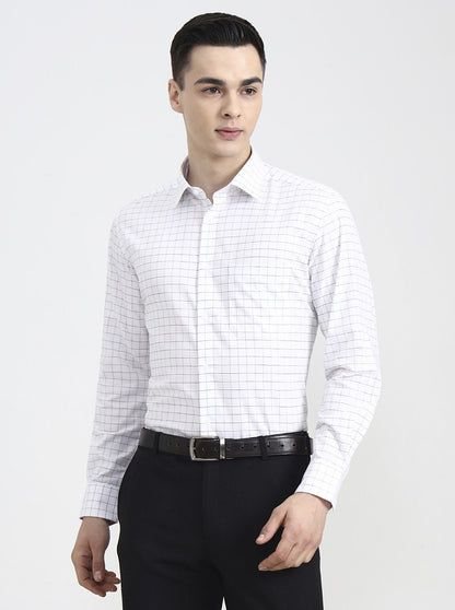 White & Black Checked Regular Fit Formal Shirt | JadeBlue