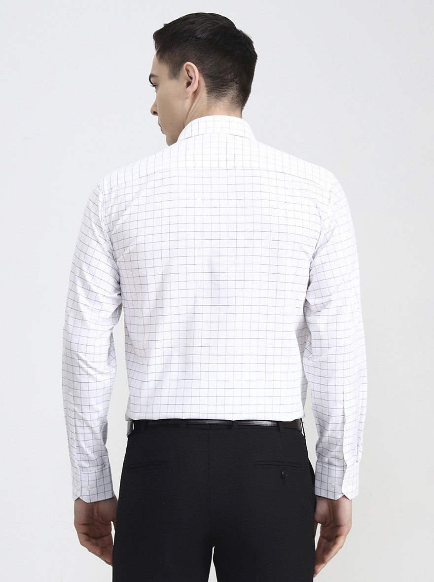 White & Black Checked Regular Fit Formal Shirt | JadeBlue