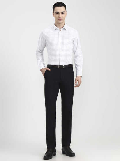 White & Black Checked Regular Fit Formal Shirt | JadeBlue