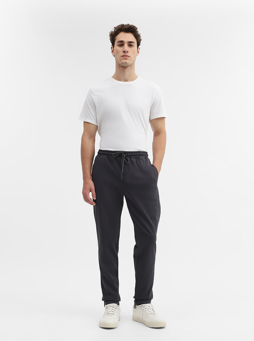 Grey Solid Slim Fit Track Pant | Greenfibre